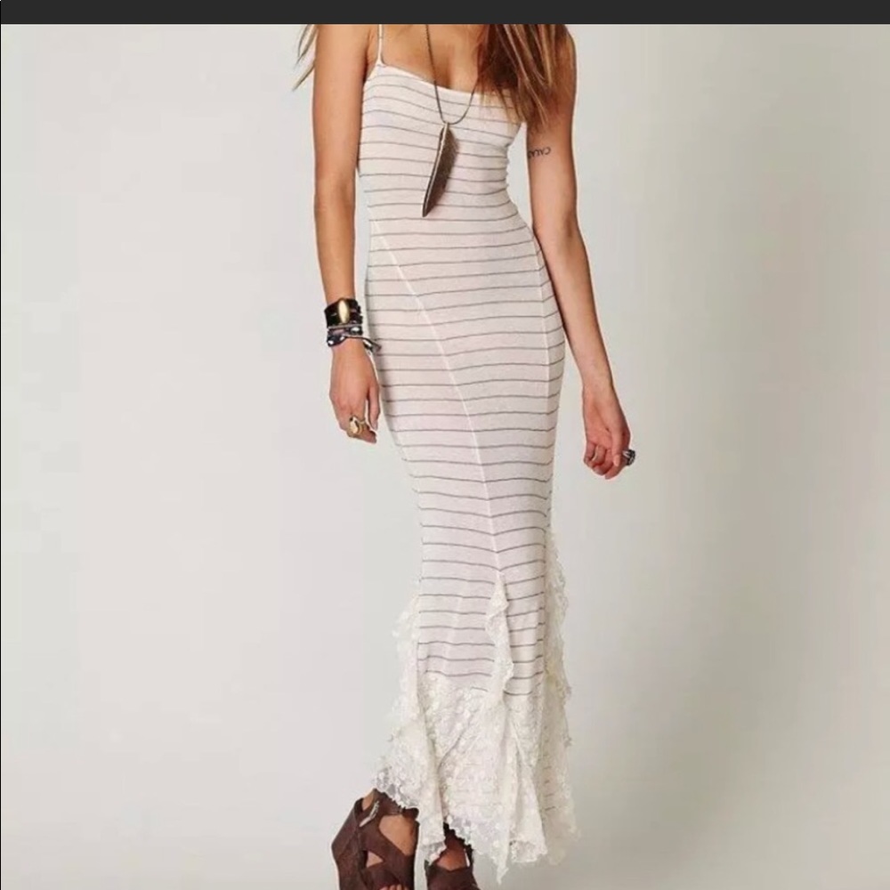 NWT Free People Hills Are Alive Striped Lace Maxi - Picture 1 of 4
